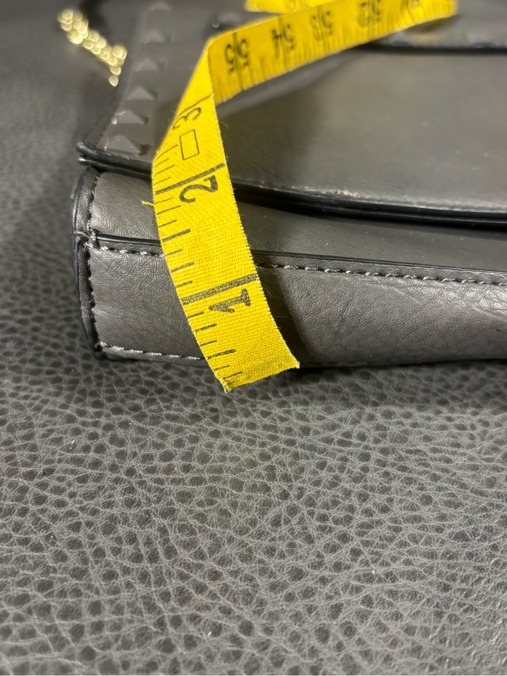 Neiman Marcus Grey Studded Crossbody Clutch Purse Chain Strap Envelope Bag - Picture 10 of 14